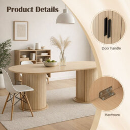Westwood 4 To 6 People Wide Tabletop Dining Table With 3-Tier Shelves Storage Cabinet - thumbnail 5