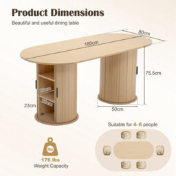 Westwood 4 To 6 People Wide Tabletop Dining Table With 3-Tier Shelves Storage Cabinet - thumbnail 7