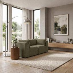 Furniturebox Uk Drift Green Boucle Fabric 2 Seater Modular Sofa - thumbnail 5