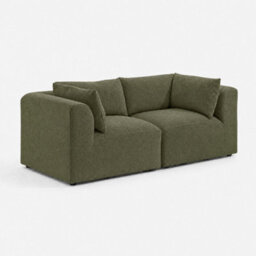 Furniturebox Uk Drift Green Boucle Fabric 2 Seater Modular Sofa - thumbnail 6