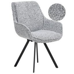 Beliani Dining Chair Swivel Marcellus Boucle Black/ White