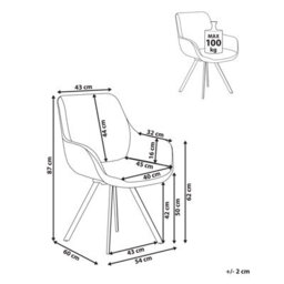 Beliani Dining Chair Swivel Marcellus Boucle Black/ White - thumbnail 3
