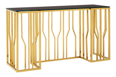 Premier Housewares Interiors By Premier Contemporary Hexagonal Console Table, Sturdy Metal Hallway Table For Livingroom, Hexagonal Console Table