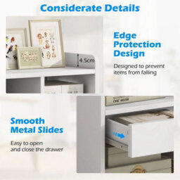 Storage Bookcase With Drawer On Wheels 2 Adjustable Shelves Open Compartments - thumbnail 5