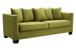 Orsina Luxurious 3 Seat Moss Velvet Sofa, Moss Velvet Upholstered Mid Century Sofa, Modern Design 3 Seater Couch
