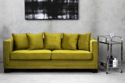 Orsina Luxurious 3 Seat Moss Velvet Sofa, Moss Velvet Upholstered Mid Century Sofa, Modern Design 3 Seater Couch - thumbnail 3