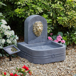Lions Head Solar Powered Water Feature - Stone-Effect Decorative Outdoor Garden Water Fountain - Measures H50 X W45 X D45Cm - thumbnail 1