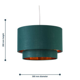 First Choice Lighting Set Of 2 Kozy - Dark Green And Gold 30Cm Pendant Shades - thumbnail 7