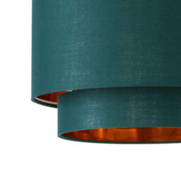 First Choice Lighting Set Of 2 Kozy - Dark Green And Gold 30Cm Pendant Shades - thumbnail 4