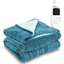 Alivio Electric Heated Blanket With 7 Heat Levels & 9 Timer Modes (Teal)
