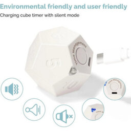 Usb Rechargeable Cube Timer 12-Sided Visual Flip Alarm Clock Workout Cook Silent - thumbnail 4