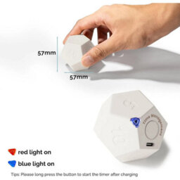 Usb Rechargeable Cube Timer 12-Sided Visual Flip Alarm Clock Workout Cook Silent - thumbnail 2