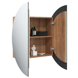 Walplus Bathroom Cabinet With Round Mirror&led Oak 54X54X17.5 Cm - thumbnail 5