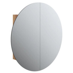 Walplus Bathroom Cabinet With Round Mirror&led Oak 54X54X17.5 Cm - thumbnail 2