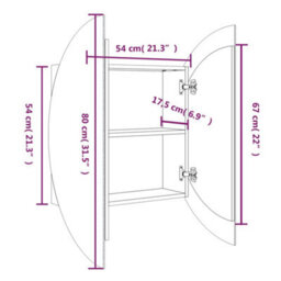 Walplus Bathroom Cabinet With Round Mirror&led Oak 54X54X17.5 Cm - thumbnail 8