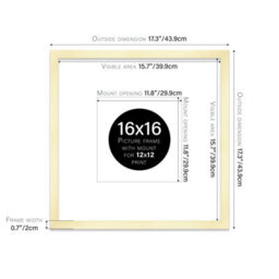 "16X16"" Gold Picture Frame - 16X16"" Square Frame With 12X12"" Mount For 16X16""/12X12"" Pictures Art Deco Style Room Decor, 1 Pack" - thumbnail 2