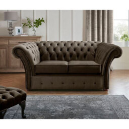 Chesterfield Beaumont 2 Seater Sofa Malta Mushroom 07 Real Fabric - thumbnail 1