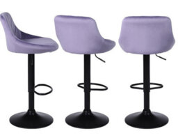 Set Of 3 Mauve Velvet Gas Lift Bar Stools With Matte Black Metal Frame - thumbnail 7