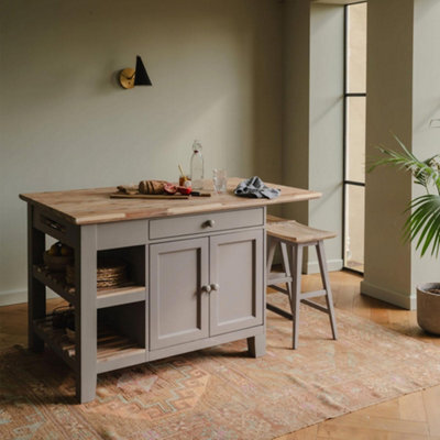 Statement Furniture Florence Dove Grey Kitchen Island With Cupboard And Shelves - image 1