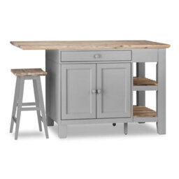 Statement Furniture Florence Dove Grey Kitchen Island With Cupboard And Shelves - thumbnail 4