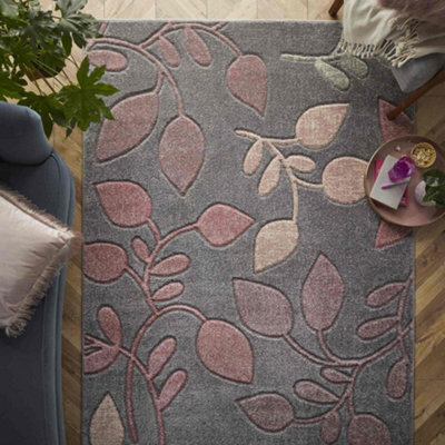 Melrose Salerno Foliage Blush Leaf Patterned Design Medium Indoor Area Rug 120/170Cm - image 1