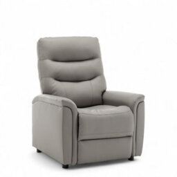 Grey Recliner Chair In Faux Leather - thumbnail 3