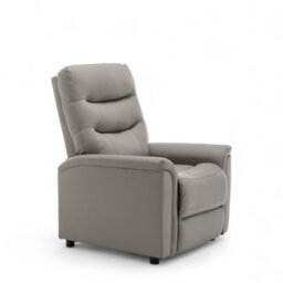 Grey Recliner Chair In Faux Leather - thumbnail 4