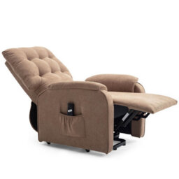 More4Homes Charlbury Fabric Rise Recliner Armchair Electric Lift Chair (Brown) - thumbnail 3