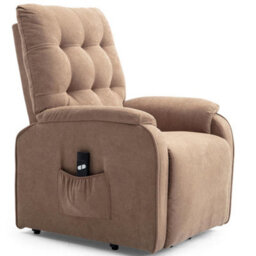 More4Homes Charlbury Fabric Rise Recliner Armchair Electric Lift Chair (Brown) - thumbnail 2