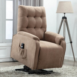 More4Homes Charlbury Fabric Rise Recliner Armchair Electric Lift Chair (Brown)