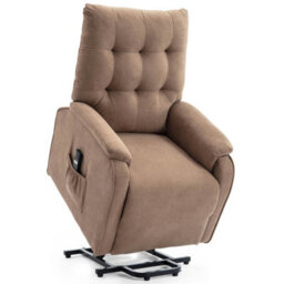 More4Homes Charlbury Fabric Rise Recliner Armchair Electric Lift Chair (Brown) - thumbnail 4