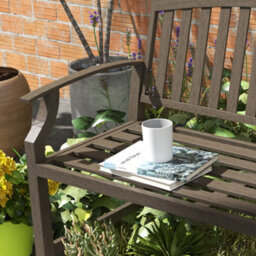 Outsunny Garden Bench With Slatted Seat And Backrest, Curved Armrest, Brown - thumbnail 7
