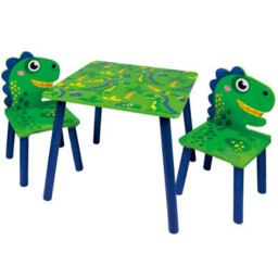 Urbn-Living Urbnliving 53Cm Height Kids Wooden Table & 2 Chairs Dino Themed Toddlers Junior Play Desk Set - thumbnail 2