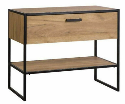 Impact Furniture Freestanding Bathroom Vanity Unit 900mm Countertop Sink Cabinet With Drawer Industrial Black Steel Oak Loft Style Brook - image 1