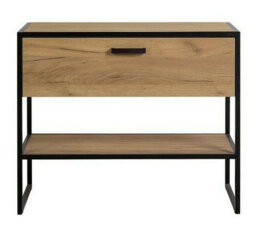 Impact Furniture Freestanding Bathroom Vanity Unit 900mm Countertop Sink Cabinet With Drawer Industrial Black Steel Oak Loft Style Brook - thumbnail 3