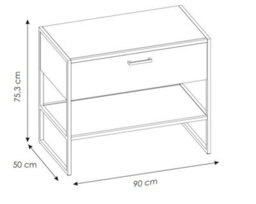 Impact Furniture Freestanding Bathroom Vanity Unit 900mm Countertop Sink Cabinet With Drawer Industrial Black Steel Oak Loft Style Brook - thumbnail 8