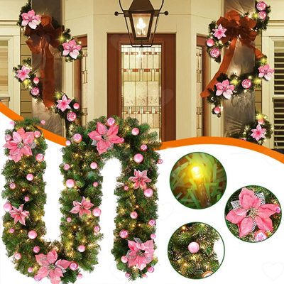Amorly Illuminated Artificial Christmas Rattan Vine Garland 8.8Ft, Battery Powered Pre Lit Hanging Ornament For Fireplace Doorways - image 1