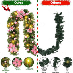 Amorly Illuminated Artificial Christmas Rattan Vine Garland 8.8Ft, Battery Powered Pre Lit Hanging Ornament For Fireplace Doorways - thumbnail 3