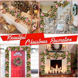 Amorly Illuminated Artificial Christmas Rattan Vine Garland 8.8Ft, Battery Powered Pre Lit Hanging Ornament For Fireplace Doorways - thumbnail 9