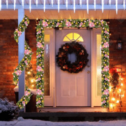 Amorly Illuminated Artificial Christmas Rattan Vine Garland 8.8Ft, Battery Powered Pre Lit Hanging Ornament For Fireplace Doorways - thumbnail 8