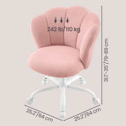 Songmics Desk Chair, Office Chair, Vanity Chair, Petal Backrest, Adjustable Height, For Living Room, Bedroom, Pink - thumbnail 4