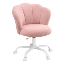 Songmics Desk Chair, Office Chair, Vanity Chair, Petal Backrest, Adjustable Height, For Living Room, Bedroom, Pink - thumbnail 3