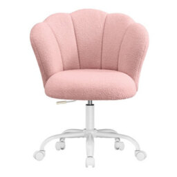 Songmics Desk Chair, Office Chair, Vanity Chair, Petal Backrest, Adjustable Height, For Living Room, Bedroom, Pink - thumbnail 2