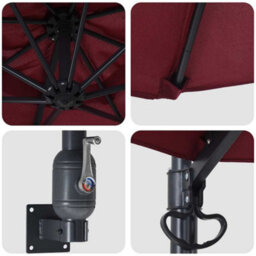 Berkfield Modern Garden Parasol Red, Black 248 X 248 X 148 Cm Polyester, Steel - thumbnail 7