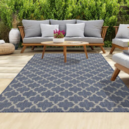 Homeart Outdoor Rugs Easy Cleaning Area Rugs For Balcony,garden,picnic,uv Weather Resistant  D.blue Cream, 120 X 170 Cm - thumbnail 1