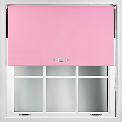 Furnished Blackout Roller Blinds With Triple Square Eyelets And Metal Fittings- Pink Trimmable (W)155Cm (L)210Cm