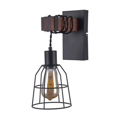 Luminosa Lighting Luminosa Industrial And Retro Wall Lamp Black Matt 1 Light , E27 - image 1