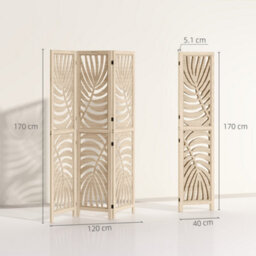 Homcom 3 Panel Room Divider, Detachable Privacy Screens, Natural Wood - thumbnail 3