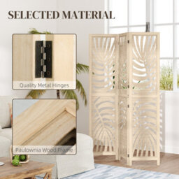 Homcom 3 Panel Room Divider, Detachable Privacy Screens, Natural Wood - thumbnail 7