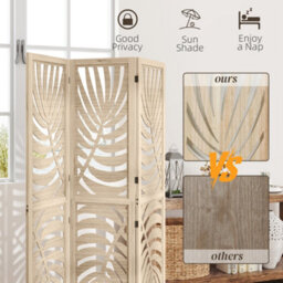 Homcom 3 Panel Room Divider, Detachable Privacy Screens, Natural Wood - thumbnail 6